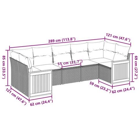 Set Divani Da Giardino Con Cuscini 7pz Nero Polyrattan - Foto 2