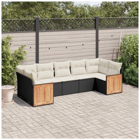 Set Divani Da Giardino Con Cuscini 7pz Nero Polyrattan - Foto 3