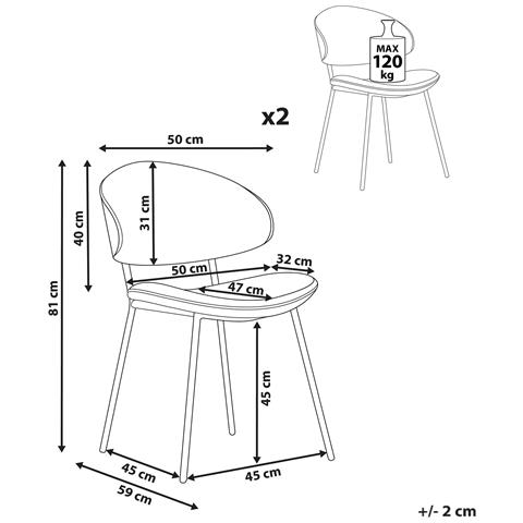 Sedia Da Pranzo Set Di 2 Tessuto Blu Scuro Kiana - Foto 2