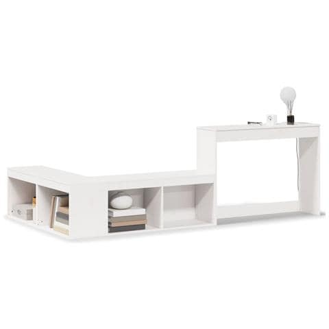 Comodino Con Scrivania Bianco 222x107x75 Cm In Legno Di Pino - Foto 2