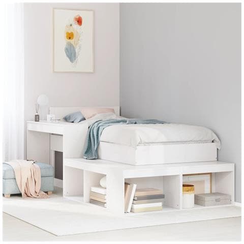 Comodino Con Scrivania Bianco 222x107x75 Cm In Legno Di Pino - Foto 1