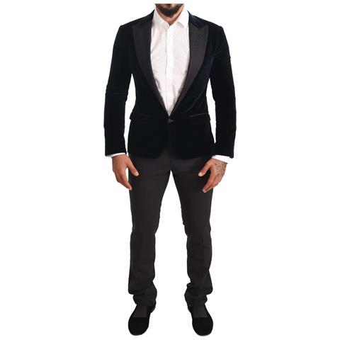 Abito Da Smoking Slim Fit In Cotone Velluto Blu - It46 - S - Foto 1