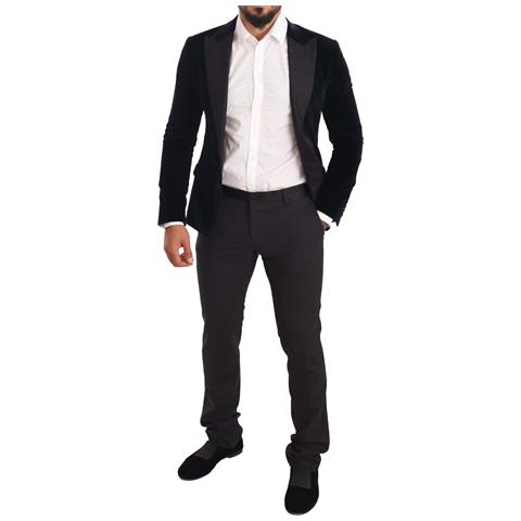 Abito Da Smoking Slim Fit In Cotone Velluto Blu - It46 - S - Foto 2