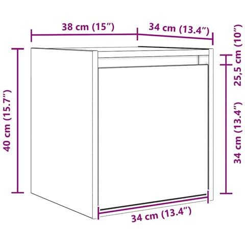 Comodino a Muro Rovere Sonoma 38x34x40 cm - Foto 9