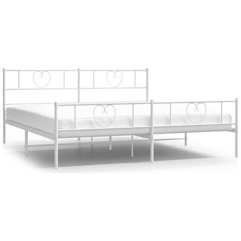 Giroletto Con Testiera E Pediera Metallo Bianco 193x203 Cm - Foto 2