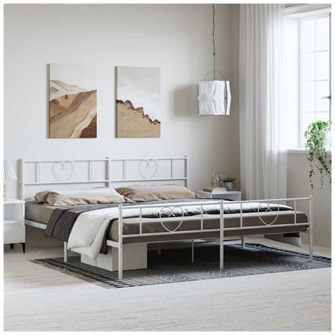 Giroletto Con Testiera E Pediera Metallo Bianco 193x203 Cm - Foto 1