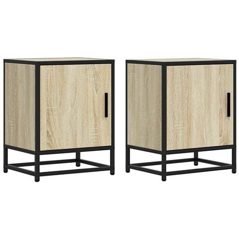 Comodini 2pz Rovere Sonoma 40x31x50cm Legno Multistrato Metallo - Foto 2