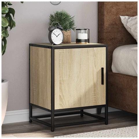 Comodini 2pz Rovere Sonoma 40x31x50cm Legno Multistrato Metallo - Foto 1