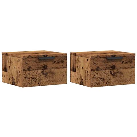 Comodini A Muro 2 Pz Legno Antico 34x30x20 Cm - Foto 2