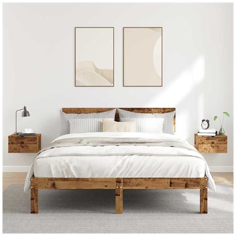 Comodini A Muro 2 Pz Legno Antico 34x30x20 Cm - Foto 3