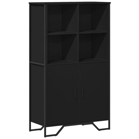 Credenza Nera 79,5x35,5x137,5 Cm In Truciolato - Foto 2