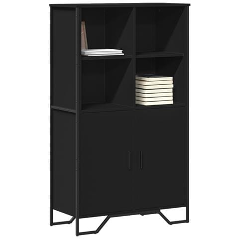 Credenza Nera 79,5x35,5x137,5 Cm In Truciolato - Foto 1