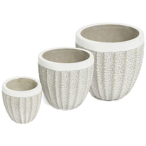 Set 3 Vaso Decorativo Moderno Per Fiori In Cemento Design Modello Grain - Foto 1