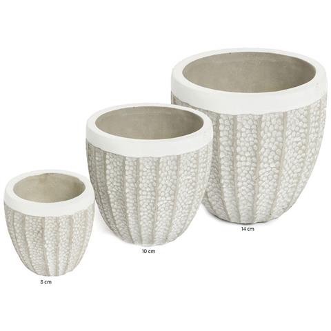 Set 3 Vaso Decorativo Moderno Per Fiori In Cemento Design Modello Grain - Foto 2