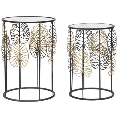 Tavolino Foglia 67 - Nero - Metallo - 38x38x55 Cm - Foto 1