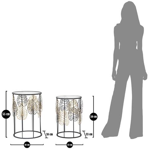 Tavolino Foglia 67 - Nero - Metallo - 38x38x55 Cm - Foto 7
