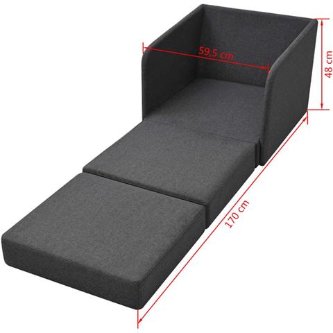 Lusso Casadino -  Poltrona Letto Convertibile Grigio Scuro In Tessuto - Foto 7