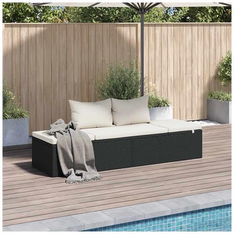 Lettino Da Giardino Nero 195x60 Cm In Polyrattan - Foto 8