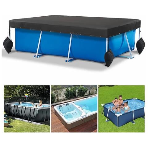 Copertura Rettangolare Per Piscina In Tessuto Oxford Nero - Foto 6