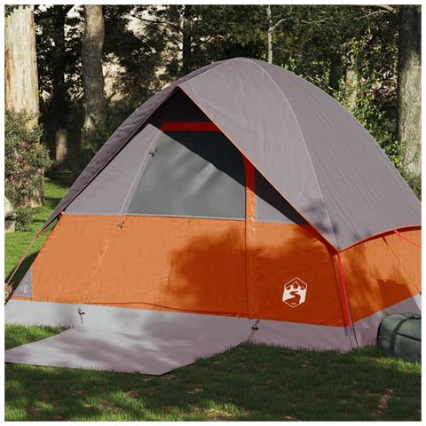 Tenda da Campeggio a Cupola 4 Persone Arancione Impermeabile - Foto 1
