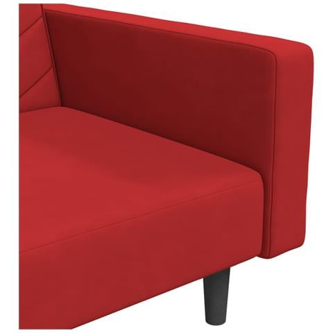 Divano Letto a 2 Posti con 2 Cuscini Rosso Vino in Velluto - Foto 9