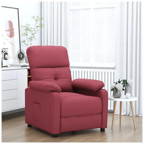 Poltrona Reclinabile In Tessuto Rosso Vino - Foto 8