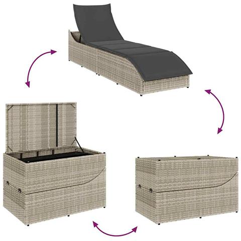 Lettino Prendisole Pieghevole con Cuscino e Portaoggetti - Foto 9