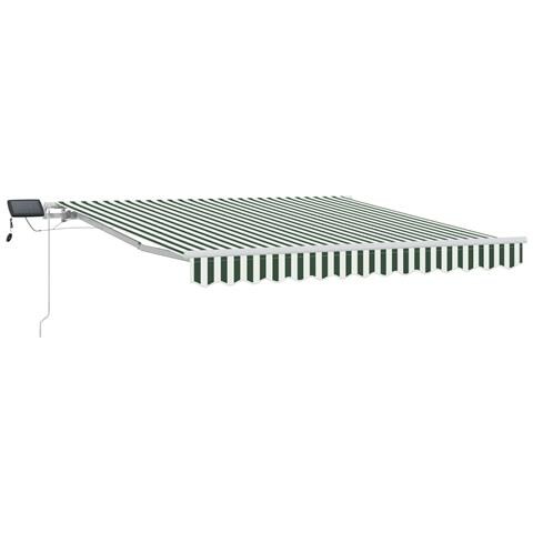 Tenda Retrattile Manuale  con LED Verde e Bianco 300x250 cm, Tessuto di Ricambio per Tenda  per Struttura 3x2.5 m Verde e Bianco - Foto 1