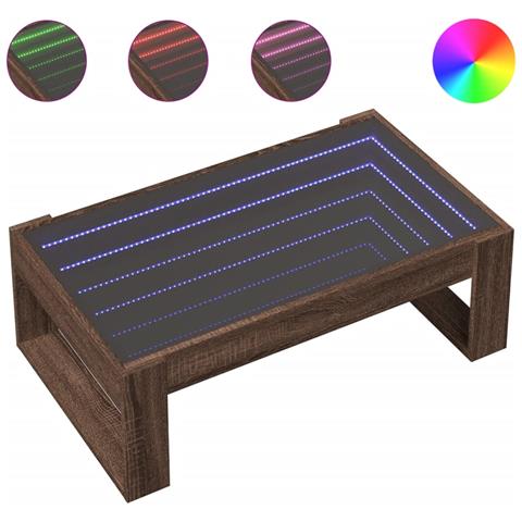 Tavolino da Salotto con LED Infinity Rovere Marrone 90x53x30 cm - Foto 1