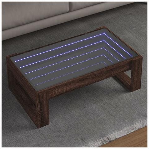 Tavolino da Salotto con LED Infinity Rovere Marrone 90x53x30 cm - Foto 2