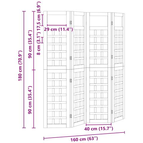 Schermo per Privacy Esterno 4 pannelli in legno di pino, Schermo Esterno 120x180 cm in legno di pino - Foto 8