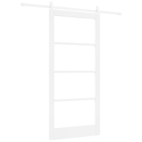Porta Scorrevole con Set Hardware 'ORKDAL'Legno Massello Bianco e Vetro - Foto 1