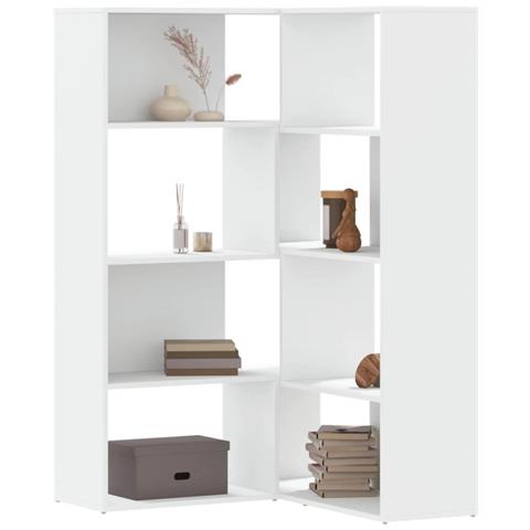 Libreria Angolare 4Ripiani Bianca 85x85x140cm Legno Multistrato - Foto 2