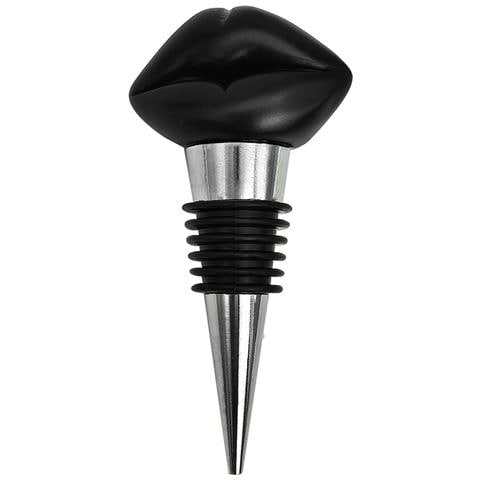Tappo Per Vino A Forma Di Labbra Nere - Elegante Tappo Per Bottiglie In Lega Di Alluminio - Foto 1