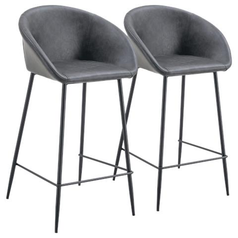 Set Di 2 Sgabelli Da Bar Achille In Similpelle Grigio Scuro - Foto 1