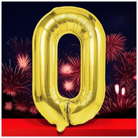 Palloncino Foil Numero 0 Compleanno Anniversario Oro 80 Cm - Foto 2