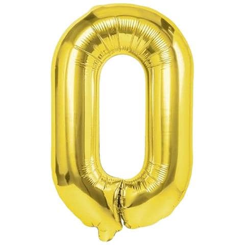 Palloncino Foil Numero 0 Compleanno Anniversario Oro 80 Cm - Foto 1