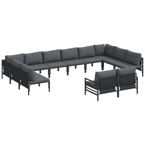 Set Divano da Giardino 12 pcs Antracite Acciaio - Foto 1