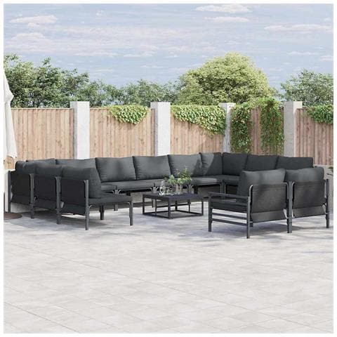 Set Divano da Giardino 12 pcs Antracite Acciaio - Foto 2