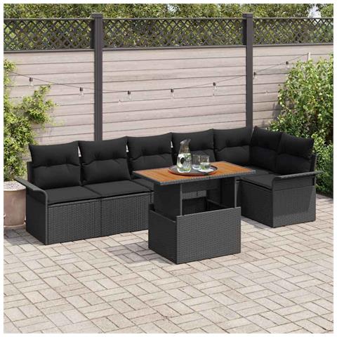 Set Divano da Giardino con archiviazione 7 pcs Nero Poly Rattan - Foto 2