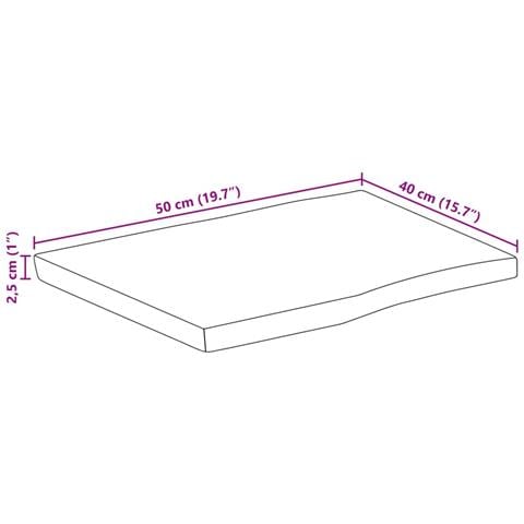 Piano Tavolo 50x40x2,5 cm Bordi Vivi in Legno Massello di Mango - Foto 9