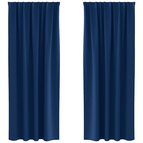 Tende con tende 2 pcs Blu scuro Poliestere - Foto 1