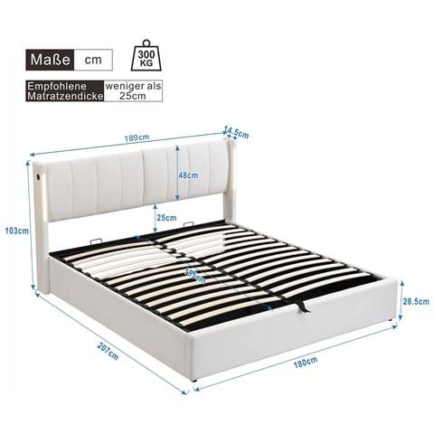 Letto Con Design Moderno, Usb, Led E Testiera Regolabile - Foto 2