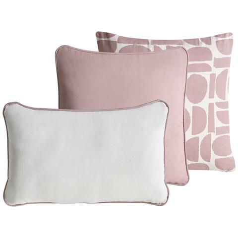 Set Di 3 Cuscini Decorativi Pentace Cotone 30 X 50 Cm 45 X 45 Cm Rosa Tinta Unita - Foto 2