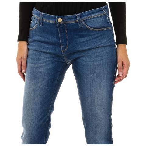 Pantaloni Lunghi Da Donna In Denim Effetto Vissuto Realizzati In Tessuto Elasticizzato 3y5j28-5d0zz - Foto 2