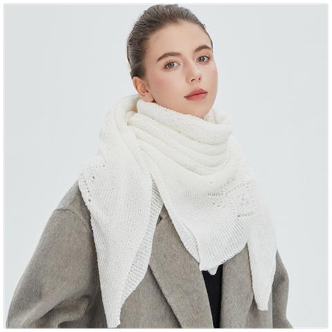 Elegante Sciarpa All'uncinetto In Poliestere: Calda, Versatile E Di Stile Per Lavoro E Tempo Libero White - Foto 6