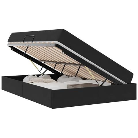 Letto con contenitore e materasso Nero 140 x 190 cm Velluto - Foto 1