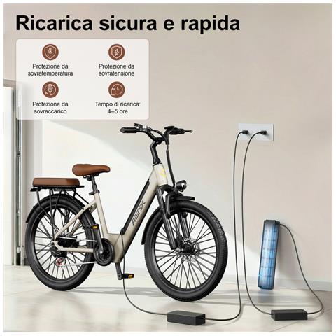 Bicicletta Elettrica 26 Pollici E-bike 250w Batteria Rimovibile 36v10ah Autononomia 30-60km Con Ripiani S600-beige - Foto 2