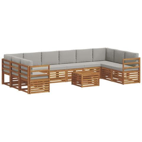 Set divani con cuscino 11 pcs Grigio Naturale e Chiaro - Foto 1
