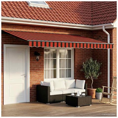Tenda retrattile manuale Arancione, Nero e Giallo 4,5 × 3,5 m - Foto 2